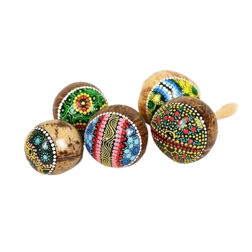 Musical Instrument Maraca - Vintage Coconut Shell Maracas Shaker Portable