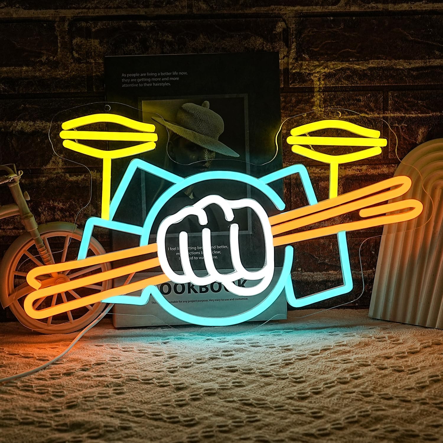 Drum Set Neon Sign USB Powered - огляд і ціна Musical Instrument Music