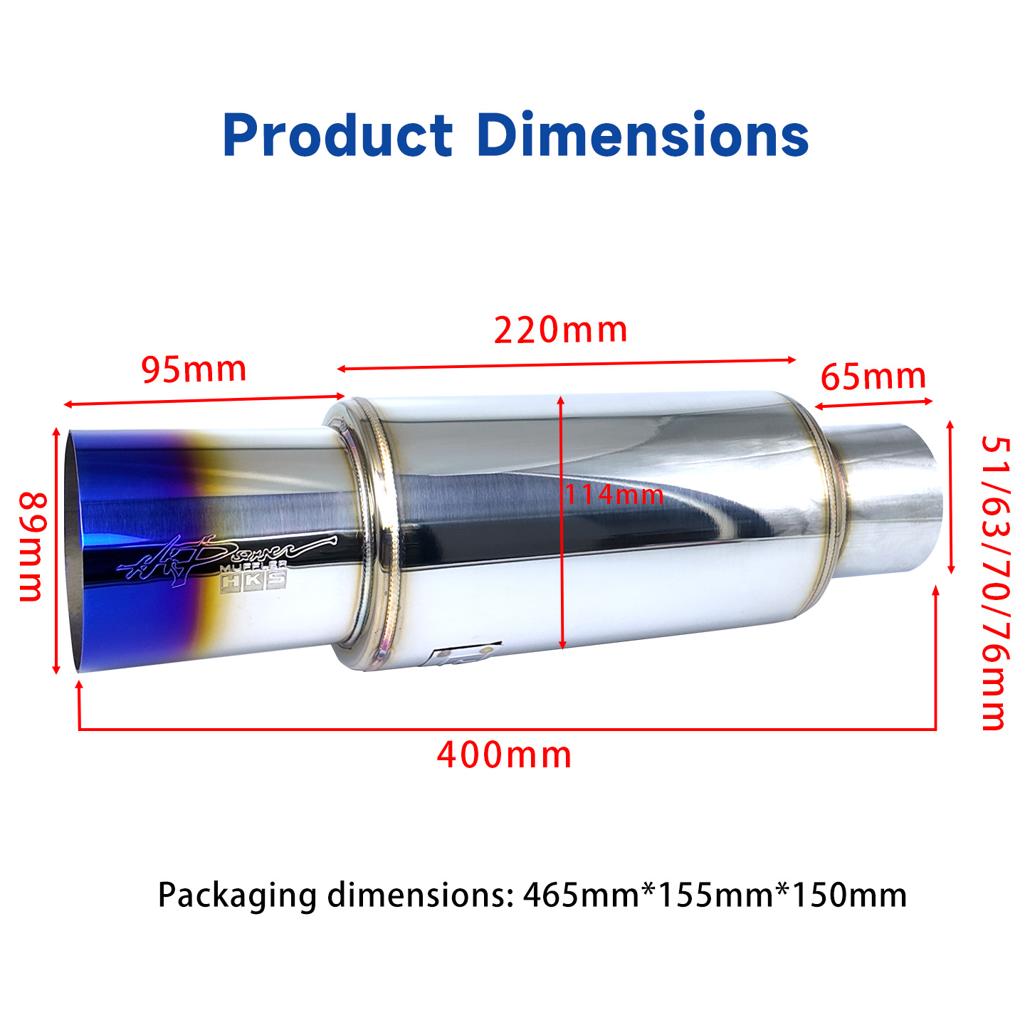 HKS 51 63 70 76-89mm stainless - огляд і ціна Musical Instrument Pipe