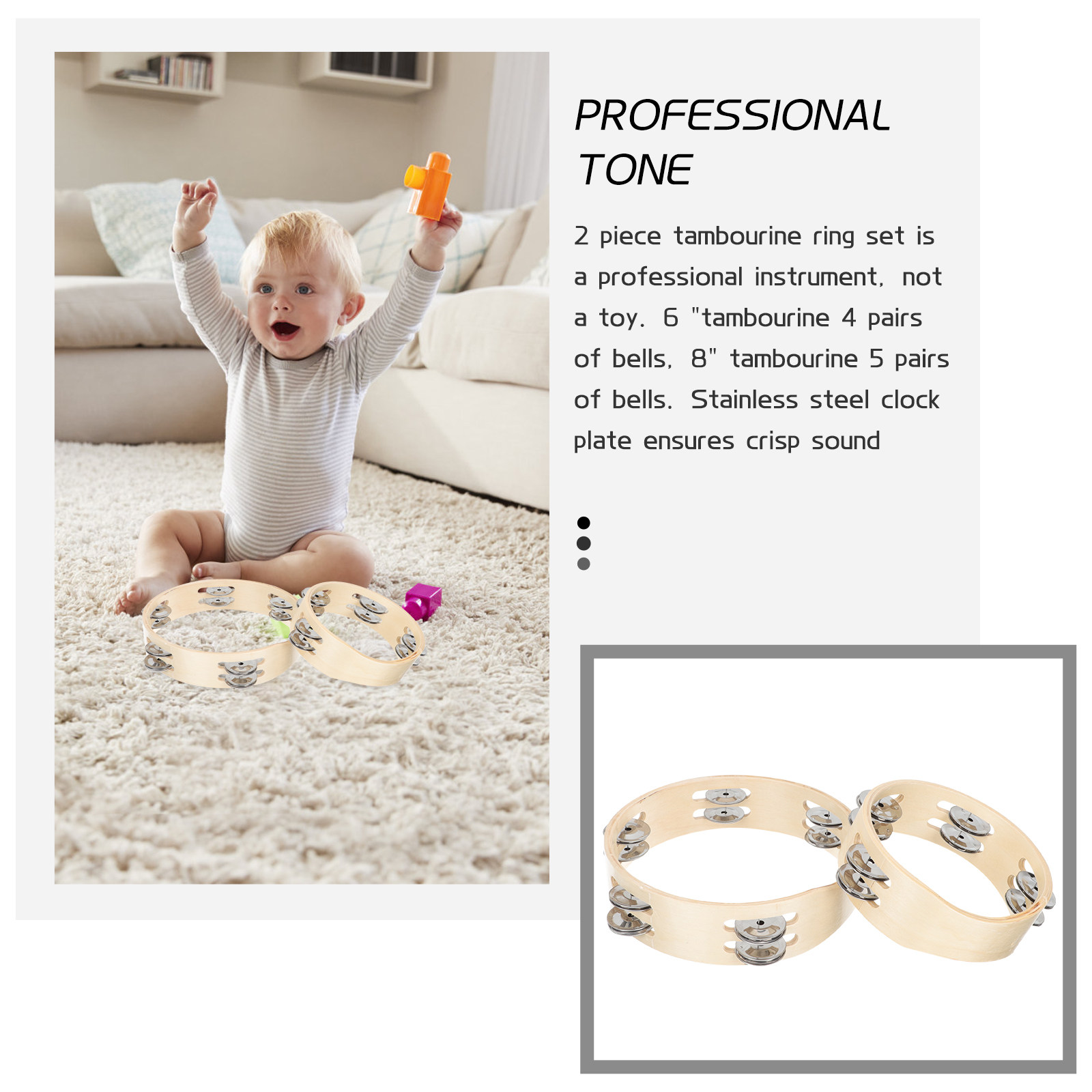 2Pcs Long-Lasting Tambourines  - огляд і ціна Musical Instrument Family